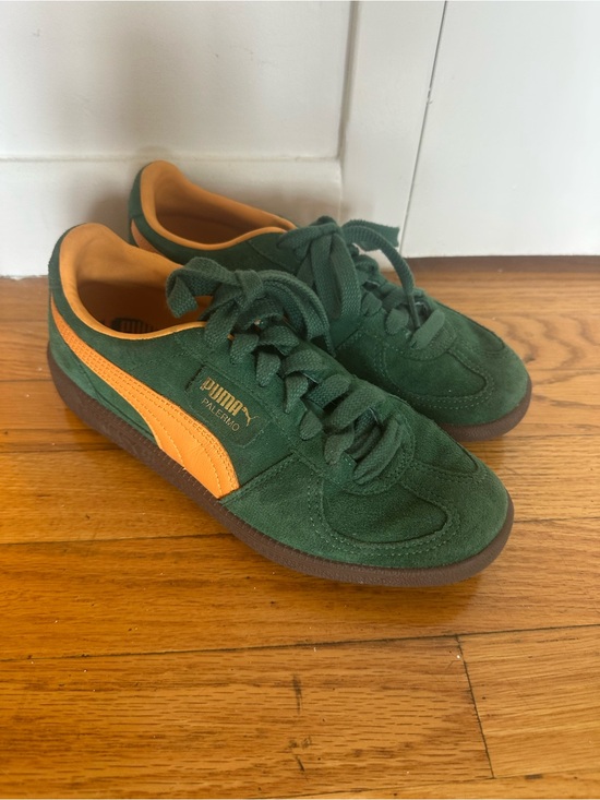 Puma Shoes - Puma Palermo Suede Sneakers - Green with Yellow